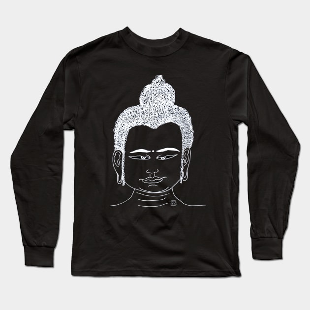 White Buddha head with the look Long Sleeve T-Shirt by Pragonette